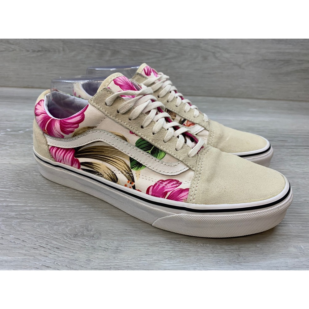 Vans Old Skool Tropical Floral Hibiscus Suede Sneakers Women's Classic 9
